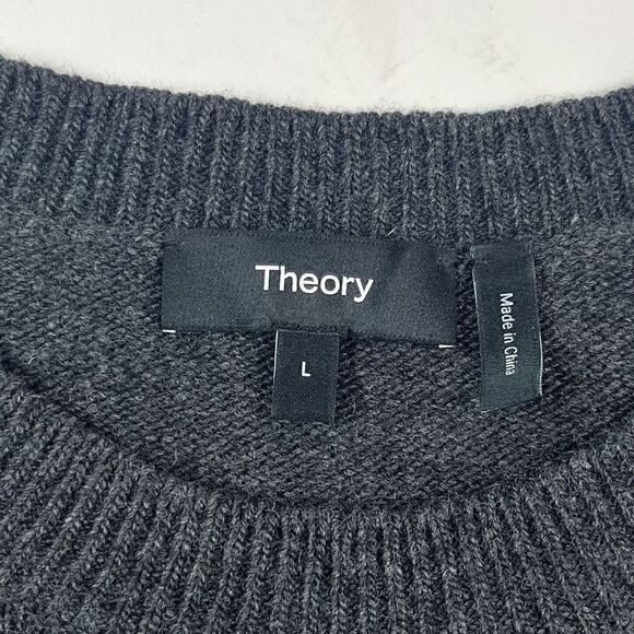 NWT Theory Shrunken ST Felted Wool Cashmere Crew Neck Sweater L Pullover Stripe - Picture 4 of 13